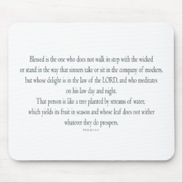 Psalm 1 Schrift Kunst - Gesegnet und gerecht Mousepad