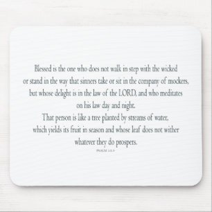 Psalm 1 Schrift Kunst - Gesegnet und gerecht Mousepad