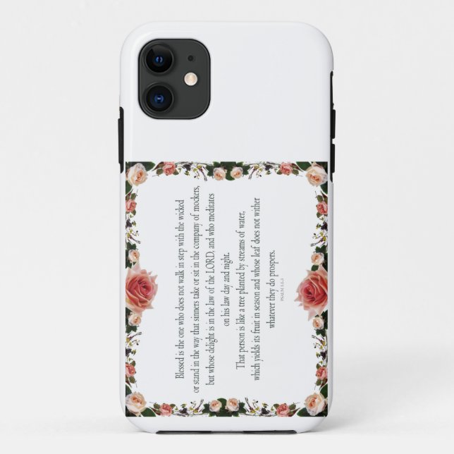 Psalm 1 with Flower Borders Case-Mate iPhone Hülle (Rückseite)