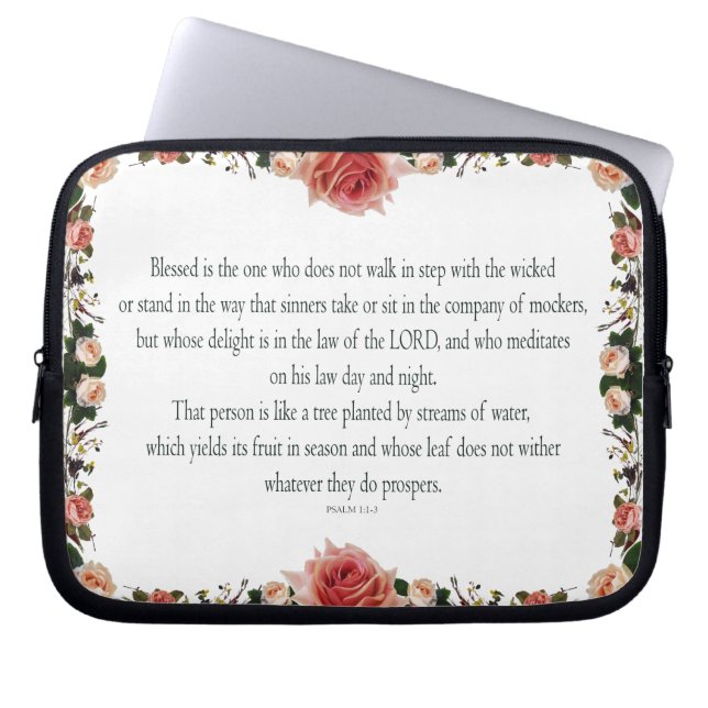 Psalm 1 with Flower Borders Laptopschutzhülle (Vorderseite)