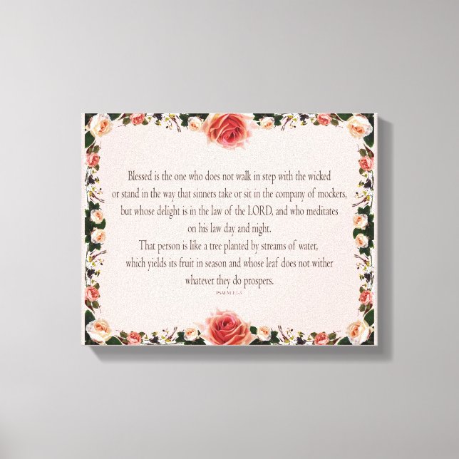 Psalm 1 with Flower Borders Leinwanddruck (Vorderseite)