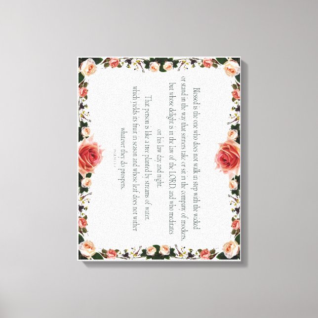 Psalm 1 with Flower Borders Leinwanddruck (Vorderseite)