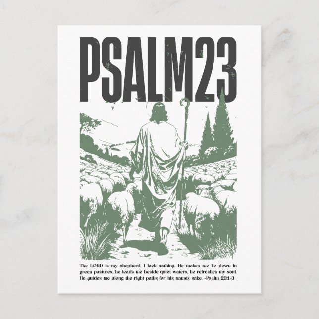 Psalm 23:1-3 “The Lord Is My Shepherd” Postkarte (Vorderseite)