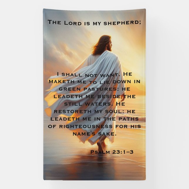 Psalm 23:1–3 Tranquil Walk with God Design Banner (Vertikal)