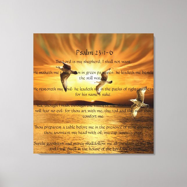 Psalm 23:1-6 Der Herr ist mein Schäfer Leinwanddruck (Vorderseite)