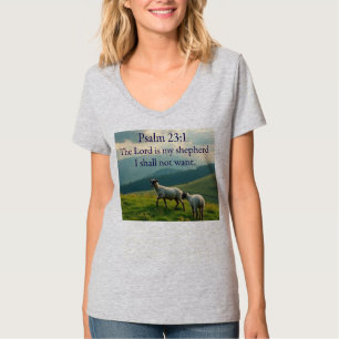 Psalm 23:1 Bibelvers Damen-V-Ausschnitt T-Shirt