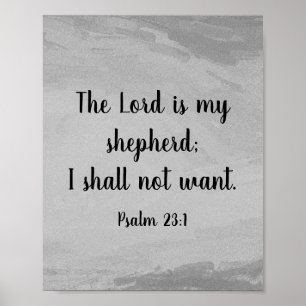 Psalm 23:1 Bibelzitat Poster in Graustufen