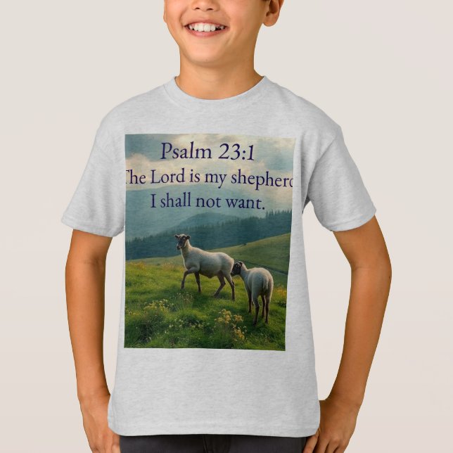 Psalm 23:1 Bible Verse Kid's Tee Shirt (Vorderseite)