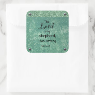 Psalm 23:1 christliche Typografie-Design Quadratischer Aufkleber