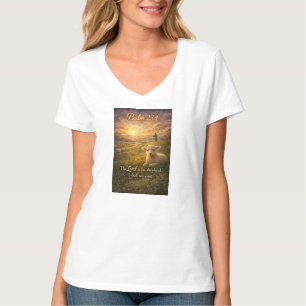 Psalm 23:1 Christliches Lamm Damen V-Ausschnitt T- T-Shirt