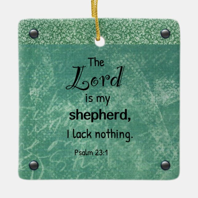 Psalm 23:1 Christliches Typografie-Design Keramikornament (Vorderseite)