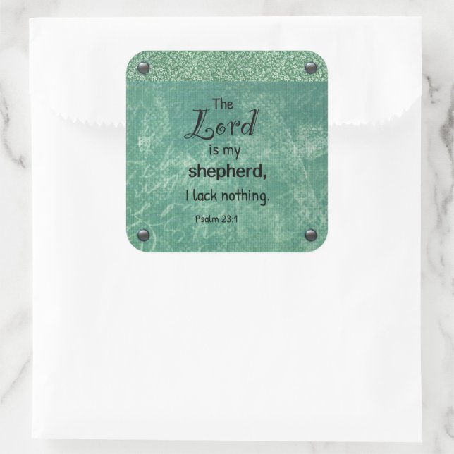 Psalm 23:1 Christliches Typografie-Design Quadratischer Aufkleber (Tasche)