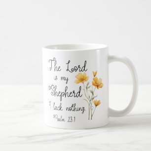Psalm 23:1 Der Herr ist meine Hirtengelbe Blume Kaffeetasse