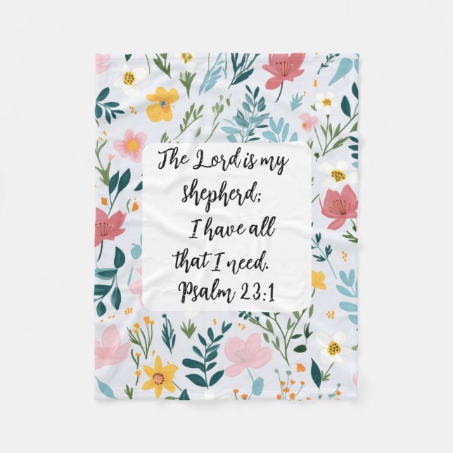 Psalm 23:1 Floral Fleece Blanket (Vorderseite)
