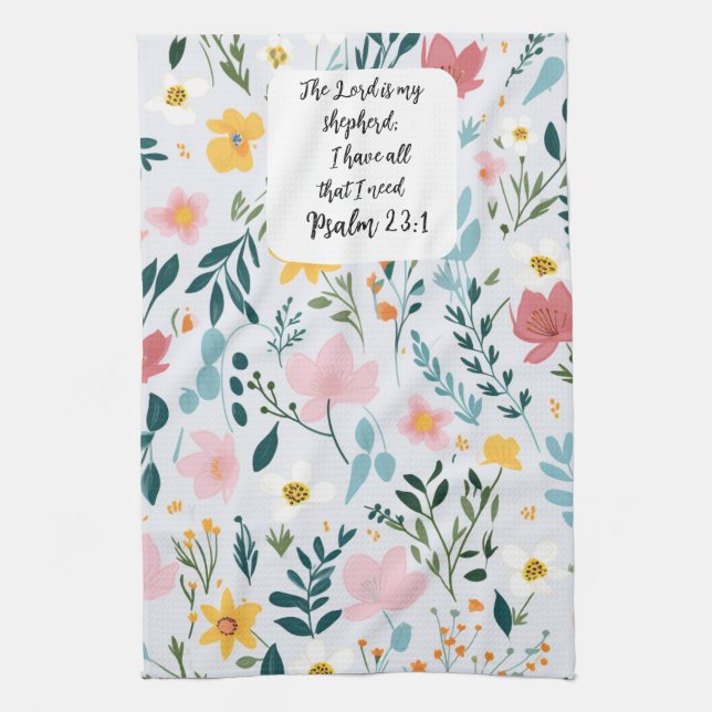Psalm 23:1 Floral Kitchen Towels Geschirrtuch (Vertikal)