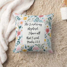 Psalm 23:1 Floral Throw Pillow Kissen