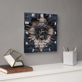 Psalm 23:1 Geliebtes Jesus-Holz Quadratische Wanduhr