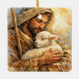 Psalm 23:1 Guter Hirte Quadratischer Schmuckanhäng Keramikornament