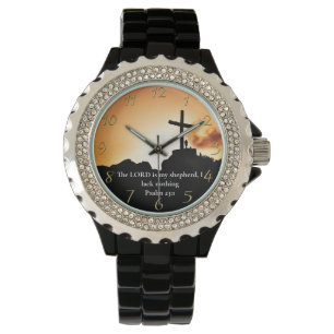Psalm 23:1 Kreuz auf einem Berg Armbanduhr