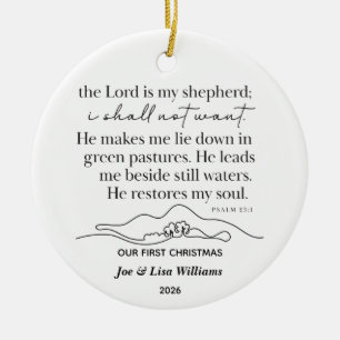 Psalm 23:1 Personalisierter Weihnachtsbaumschmuck Keramik Ornament