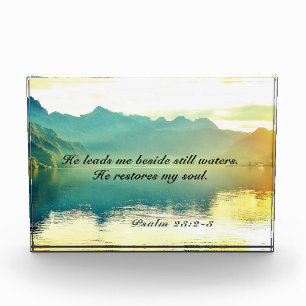 Psalm 23 2-3 Er führt mich neben noch Wasser Fotoblock