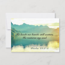 Psalm 23 2-3 Er führt mich neben Wasser Flat Card