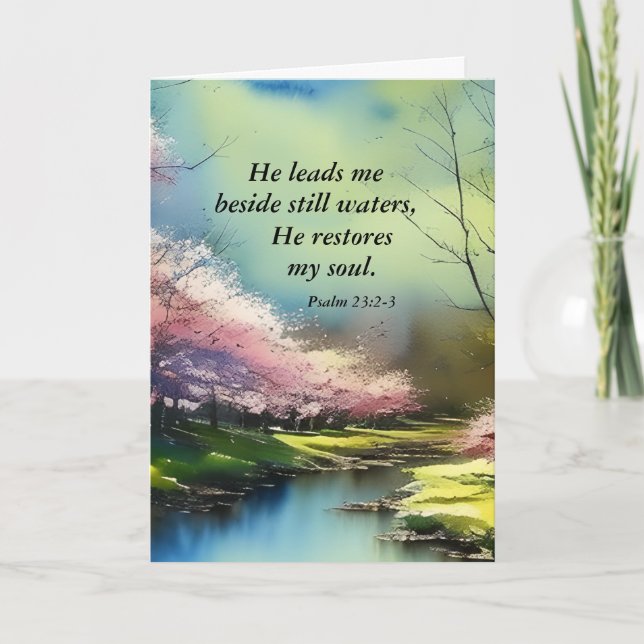 Psalm 23:2-3 Er restauriert mein Soul Bibel Verse Karte (Vorderseite)