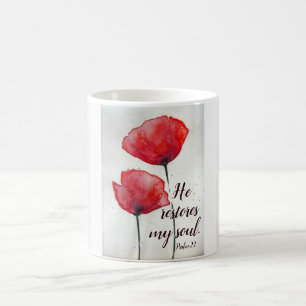 Psalm 23:3 Er restauriert mein Soul, Bibel Verse B Kaffeetasse