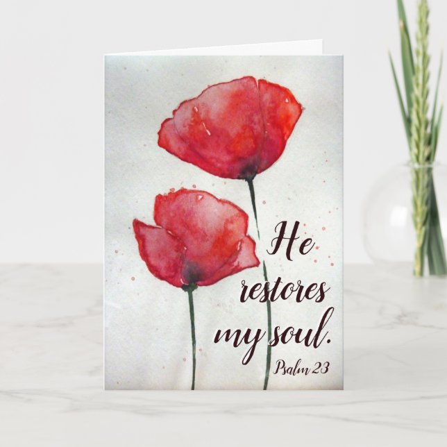 Psalm 23:3 Er restauriert mein Soul, Bibel Verse B Karte (Vorderseite)