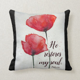 Psalm 23:3 Er restauriert mein Soul, Bibel Verse B Kissen