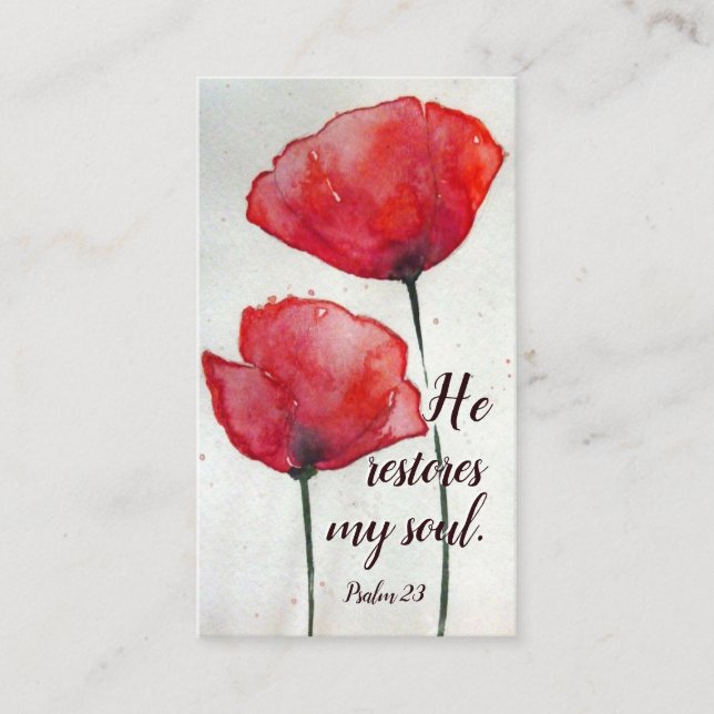 Psalm 23:3 Er restauriert mein Soul, Bibel Verse B Visitenkarte (Vorderseite)