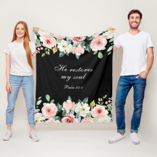 Psalm 23:3 Er restauriert mein Soul Bible Verse & Fleecedecke