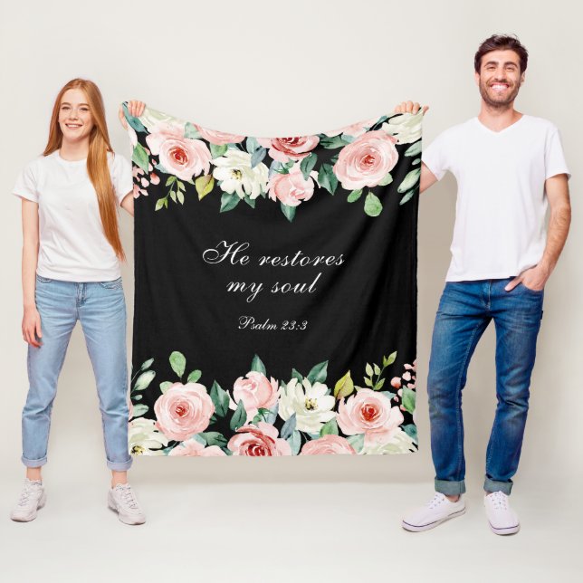 Psalm 23:3 Er restauriert mein Soul Bible Verse &  Fleecedecke (Beispiel)