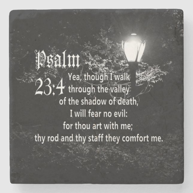 Psalm-23:4 Bibel-Vers-kundenspezifisches Steinuntersetzer (Vorderseite)