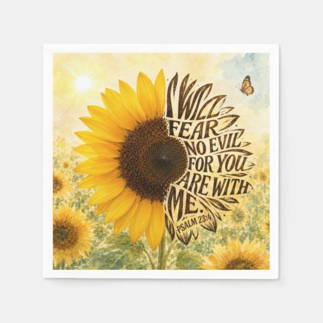 Psalm 23:4 Gelbe Sonnenblume  Serviette (Vorderseite)