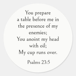 Psalm 23:5 Bibelvers, ermutigende Schrift Runder Aufkleber