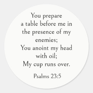 Psalm 23:5 Bibelvers, ermutigende Schrift Runder Aufkleber