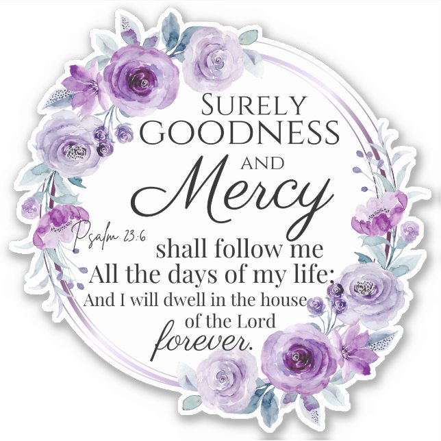 Psalm 23:6 Lila Blütenblüte Aufkleber (Vorderseite)