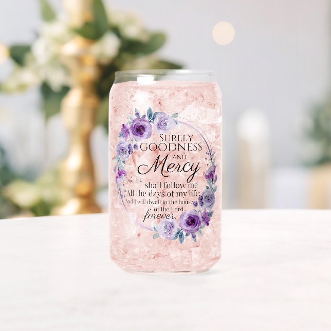 Psalm 23:6 Lila Blütenblüte Dosenglas (Insitu (Hochzeit))