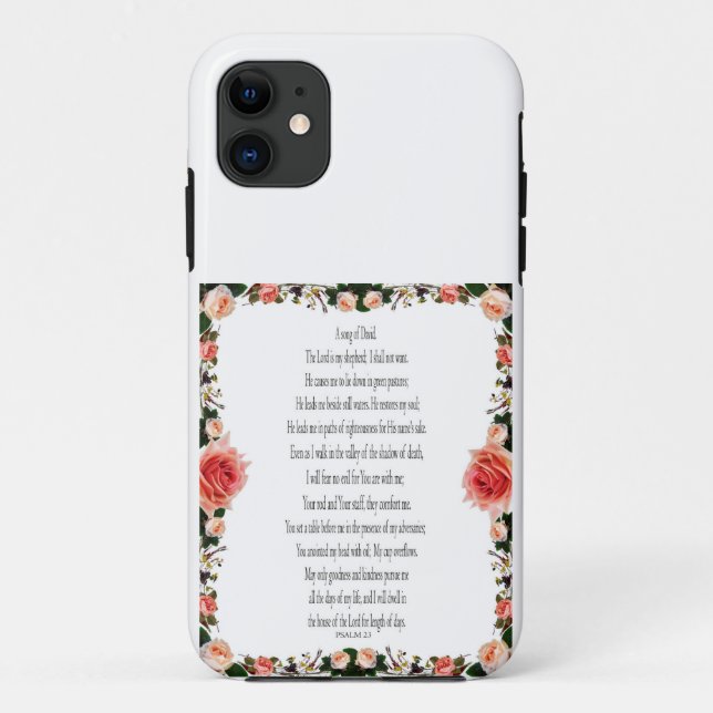 Psalm 23, A Song of David, Floral iPhone Fall Case-Mate iPhone Hülle (Rückseite)