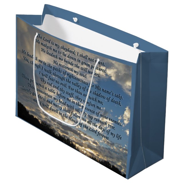 Psalm 23 Beautiful Bible Verse Christlich Große Geschenktüte (Vorderseite Schrägansicht)
