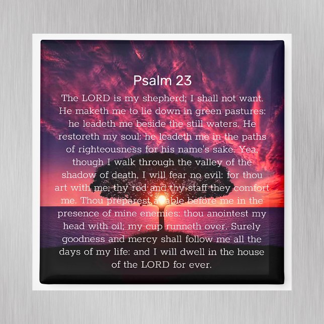 Psalm 23 Bibel Verse Sonnenuntergang Baum Magnet (Psalm 23 Bible Verse Sunset Tree Magnet)