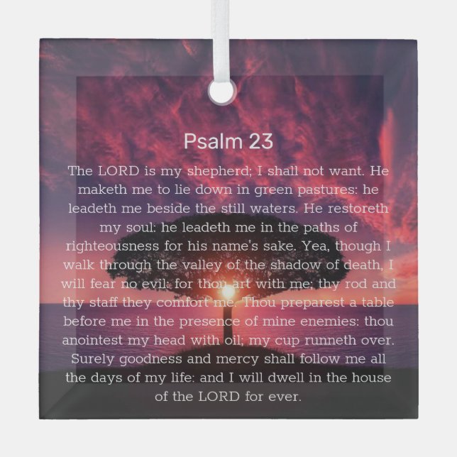 Psalm 23 Bibel Verse Tree Christlich Ornament Aus Glas (Vorderseite)