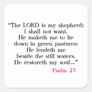 Psalm 23 Bibelgebet  Quadratischer Aufkleber