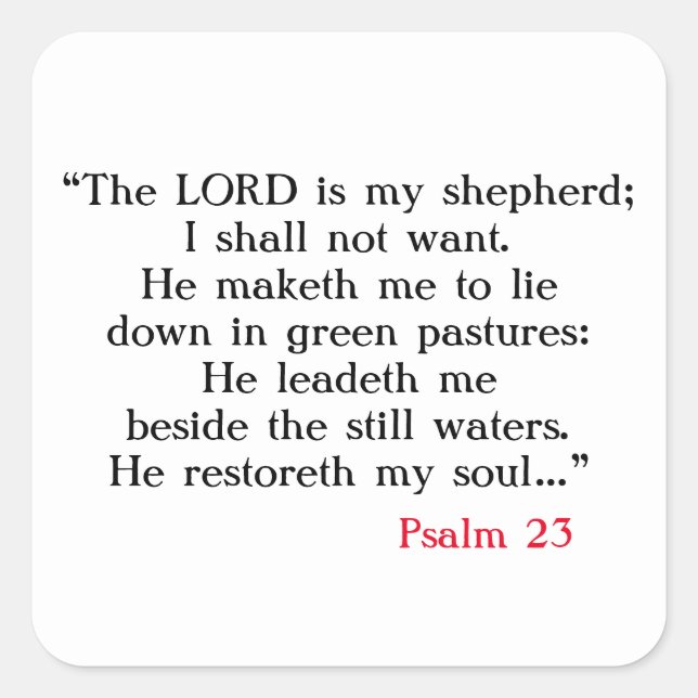 Psalm 23 Bibelgebet Quadratischer Aufkleber (Vorderseite)