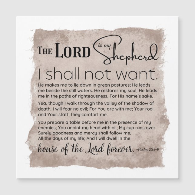 Psalm 23 Bibelschrift Vintages Papier Magnetkarte (Vorderseite)