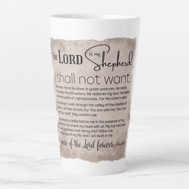 Psalm 23 Bibelschrift Vintages Papier Milchtasse (Vorderseite)