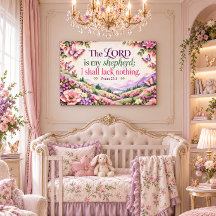 Psalm 23 Bibelvers mit floralem Motiv und Schmette