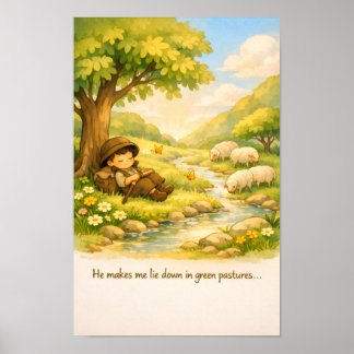 Psalm 23 Bilderbuchposter | Kinderzimmer-Wandkunst Poster