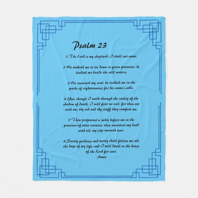 Psalm 23 blaue Grenze  Fleecedecke (Vorderseite)
